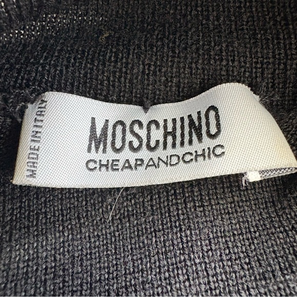 MOSCHINO Cheap and Chic Turtleneck Sweater 100% Virgin Wool Black Size 6 - Picture 4 of 14